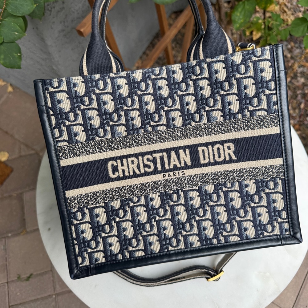Christian Dior Oblique Embroidery and Calfskin Small Book Tote - Picture 3 of 15